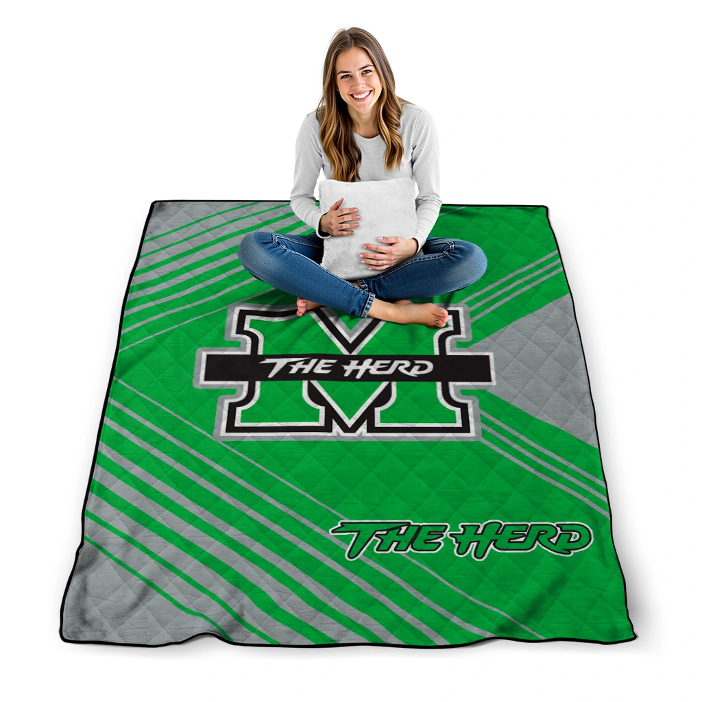 marshall thundering herd arrow layers green quilt blanket high quality marshall thundering herd arrow layers green quilt blanket high quality