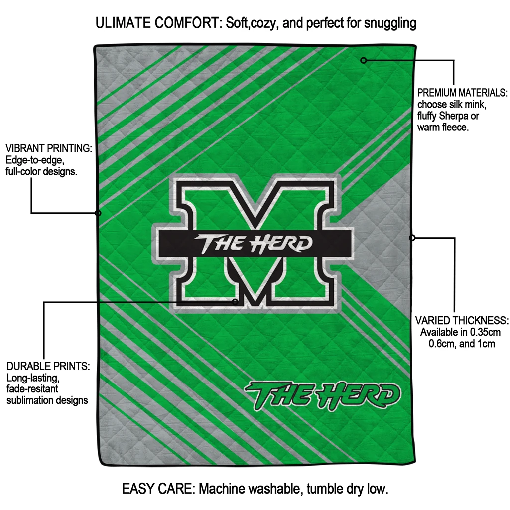 marshall thundering herd arrow layers green quilt blanket latest model marshall thundering herd arrow layers green quilt blanket latest model