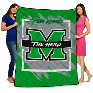 marshall thundering herd block border green quilt blanket best selling