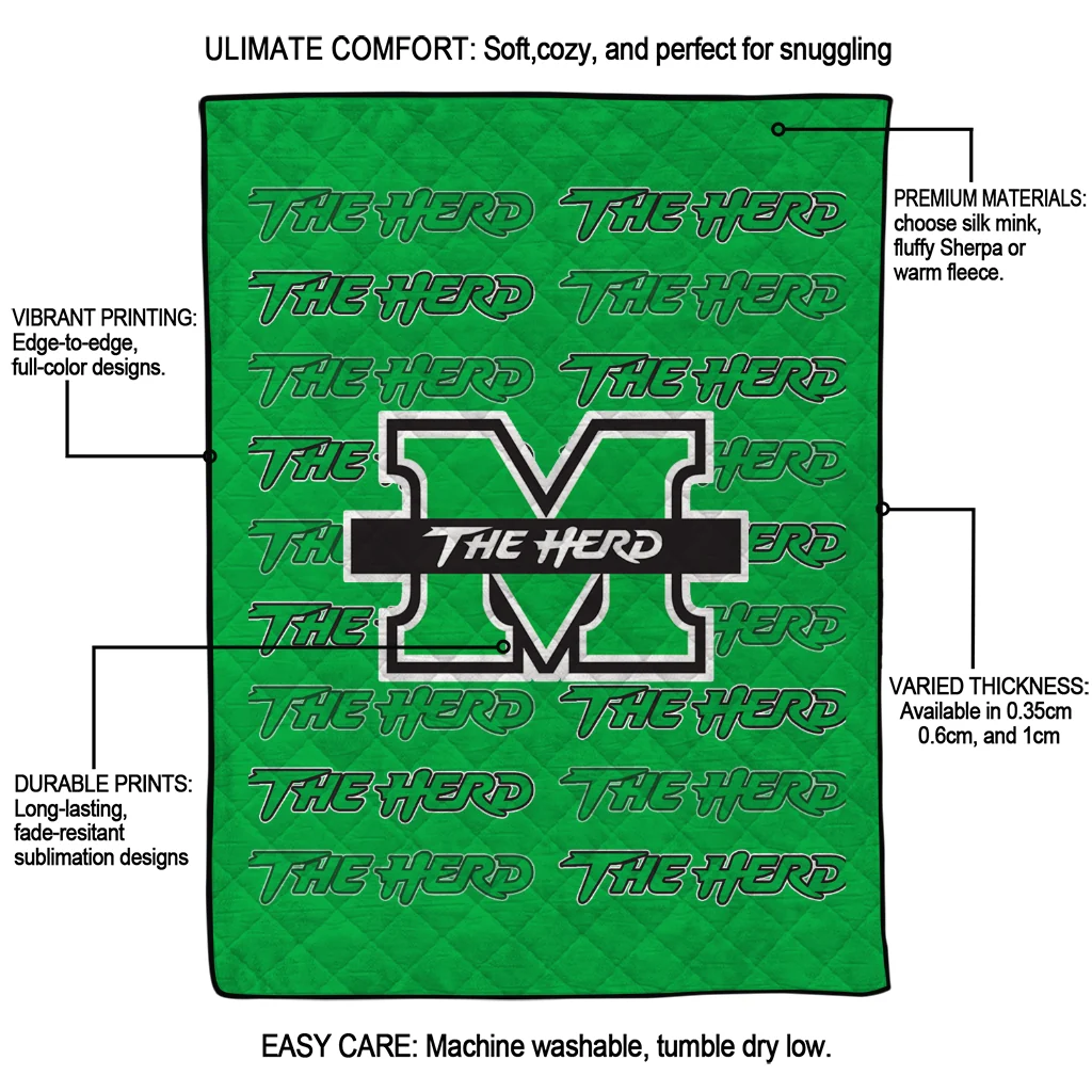 marshall thundering herd bold red green quilt blanket latest model marshall thundering herd bold red green quilt blanket latest model