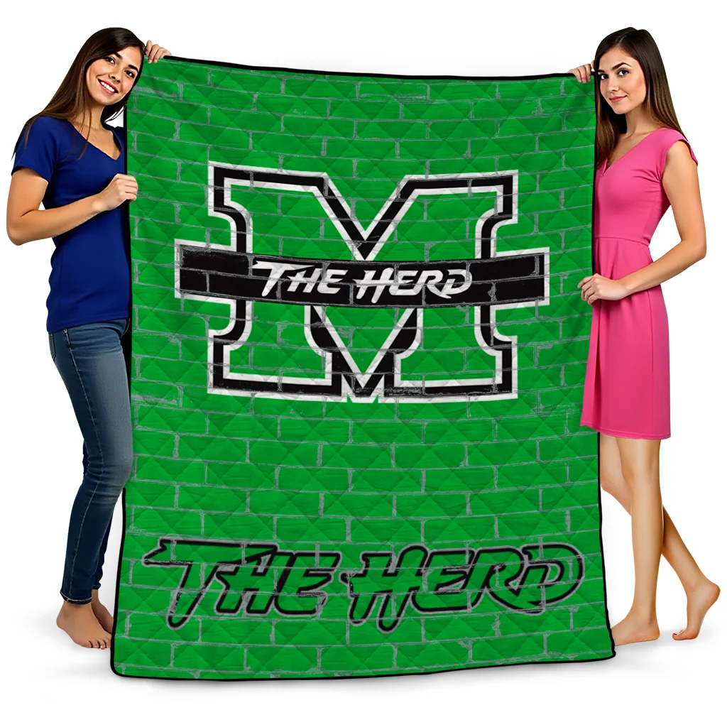 marshall thundering herd brick grid green quilt blanket best selling marshall thundering herd brick grid green quilt blanket best selling