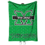 marshall thundering herd brick grid green quilt blanket best selling