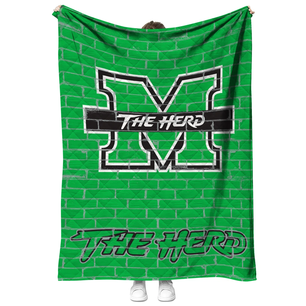 marshall thundering herd brick grid green quilt blanket fashion forward marshall thundering herd brick grid green quilt blanket fashion forward