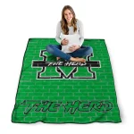 marshall thundering herd brick grid green quilt blanket best selling