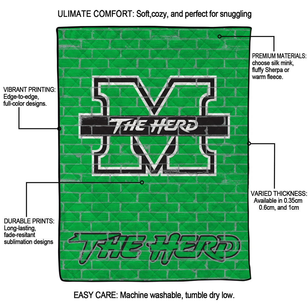 marshall thundering herd brick grid green quilt blanket latest model marshall thundering herd brick grid green quilt blanket latest model