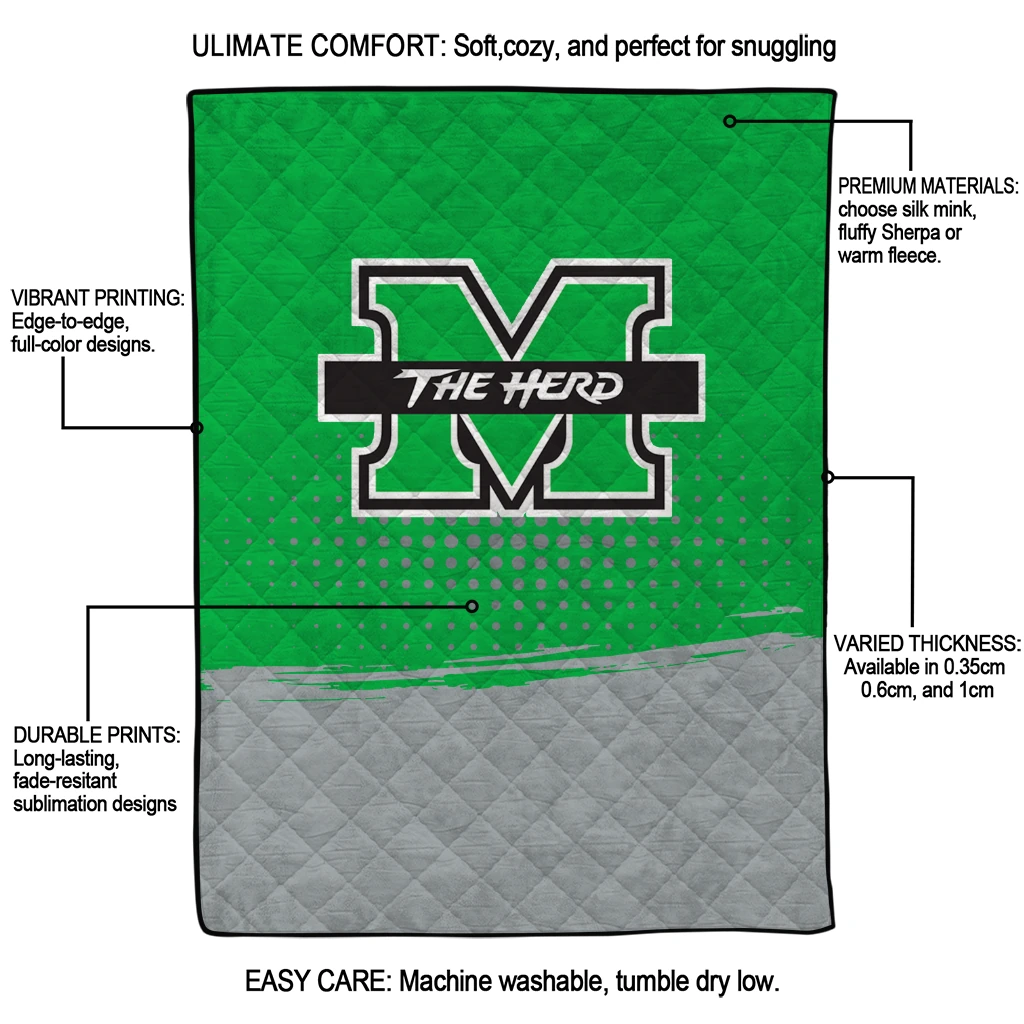 marshall thundering herd dot illusion green quilt blanket latest model marshall thundering herd dot illusion green quilt blanket latest model