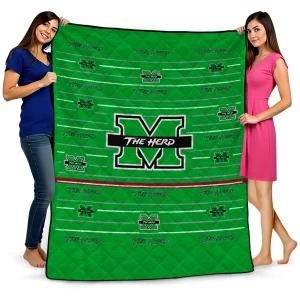 marshall thundering herd handdrawn stripes green quilt blanket best selling