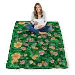 marshall thundering herd hibiscus foliage green quilt blanket best selling