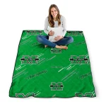 marshall thundering herd sketch lines green quilt blanket best selling