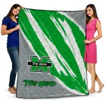 marshall thundering herd stroke art green white quilt blanket best selling