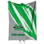 marshall thundering herd stroke art green white quilt blanket best selling