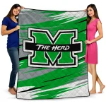 marshall thundering herd wild lines green white quilt blanket best selling