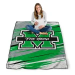 marshall thundering herd wild lines green white quilt blanket best selling