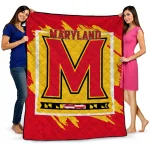 maryland terrapins block border red quilt blanket best selling