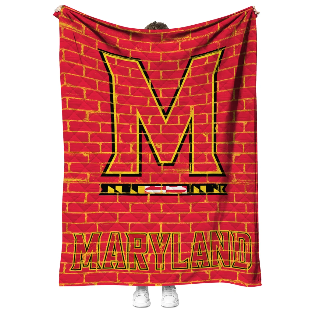 maryland terrapins brick grid red quilt blanket fashion forward