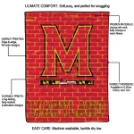 maryland terrapins brick grid red quilt blanket best selling