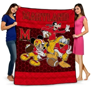 maryland terrapins disney football red quilt blanket best selling