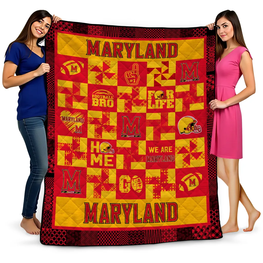 maryland terrapins helmet heart red quilt blanket best selling maryland terrapins helmet heart red quilt blanket best selling