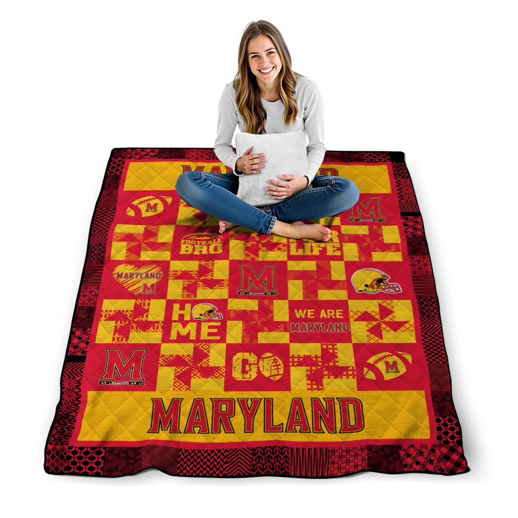 maryland terrapins helmet heart red quilt blanket high quality maryland terrapins helmet heart red quilt blanket high quality