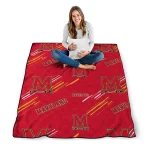 maryland terrapins sketch lines red quilt blanket best selling