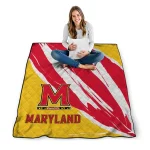 maryland terrapins stroke art red white quilt blanket best selling