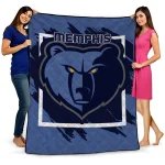 memphis grizzlies block border blue quilt blanket best selling