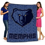 memphis grizzlies brick grid blue quilt blanket best selling
