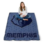 memphis grizzlies brick grid blue quilt blanket best selling