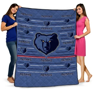 memphis grizzlies handdrawn stripes blue quilt blanket best selling