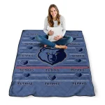 memphis grizzlies handdrawn stripes blue quilt blanket best selling