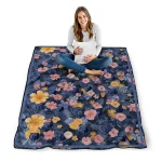 memphis grizzlies hibiscus foliage blue quilt blanket best selling