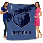memphis grizzlies nba grunge blue quilt blanket best selling