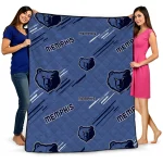 memphis grizzlies sketch lines blue quilt blanket best selling