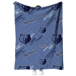 memphis grizzlies sketch lines blue quilt blanket best selling