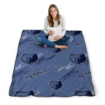 memphis grizzlies sketch lines blue quilt blanket best selling