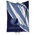 memphis grizzlies stroke art blue white quilt blanket best selling