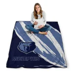 memphis grizzlies stroke art blue white quilt blanket best selling