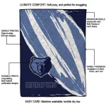 memphis grizzlies stroke art blue white quilt blanket best selling