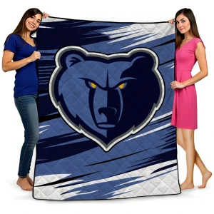 memphis grizzlies wild lines blue white quilt blanket best selling
