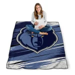 memphis grizzlies wild lines blue white quilt blanket best selling