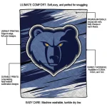 memphis grizzlies wild lines blue white quilt blanket best selling