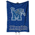 memphis tigers brick grid blue quilt blanket best selling