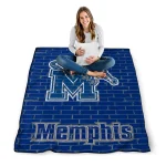 memphis tigers brick grid blue quilt blanket best selling