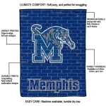 memphis tigers brick grid blue quilt blanket best selling