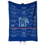 memphis tigers handdrawn stripes blue quilt blanket best selling