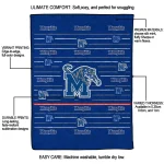 memphis tigers handdrawn stripes blue quilt blanket best selling