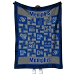 memphis tigers helmet heart blue quilt blanket best selling