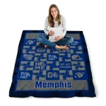 memphis tigers helmet heart blue quilt blanket best selling