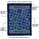 memphis tigers helmet heart blue quilt blanket best selling