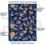 memphis tigers hibiscus foliage blue quilt blanket best selling